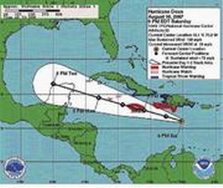 From  Jamaica. On hurricane watch