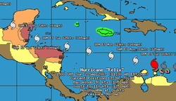 Hurricane Felix passing north of Aruba