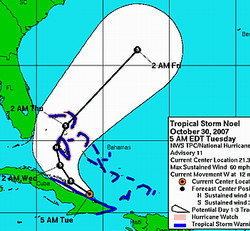 Storm Noel intensifies, tracks Cuba's northeast coast