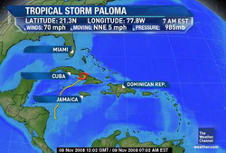 Paloma weakening over Cuba   